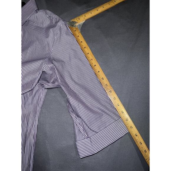 Lands’ End Top Women's Size 18W Purple Stripe Striped Button Up 3/4 Sleeve Shirt - Picture 8 of 11